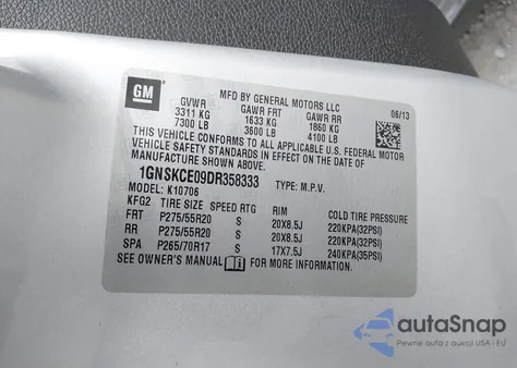 2013 Chevrolet Tahoe Ltz from USA, damaged, VIN 1GNSKCE09DR358333